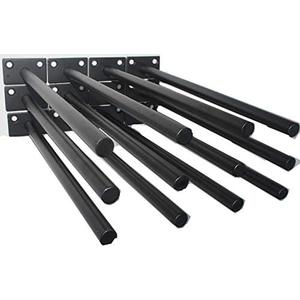 12 Pcs 10" Black Solid Steel Floating Shelf Bracket Blind Shelf Supports - Hidden Brackets for Floating Wood Shelves - Concealed Blind Shelf Support Screws and Wall Plugs Included