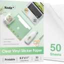 Koala 95% Clear Sticker Paper for Inkjet Printer - Waterproof Printable Vinyl Sticker Paper - 8.5x11 Inch, 50 Sheets, Transparent Glossy - Easy to Use for DIY Personalized Decals