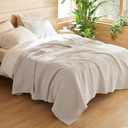 Bedsure 100% Cotton Twin XL Blanket for Spring Summer, Soft Waffle Weave Bed Blanket, Thin Lightweight Breathable Cotton Bedding, College Dorm Room Essentials for Girls, Guys, Linen, 66" x 90"