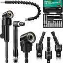 GRENPRO 19 Pcs Flexible Drill Bit Extension Kit, Includes 2 Pcs 105 Right Angle Drill Attachment, 3 Pcs Rotatable Socket Adapter, 10+2 Pcs Screwdriver Bits & Bendable Extension for Tight Spaces