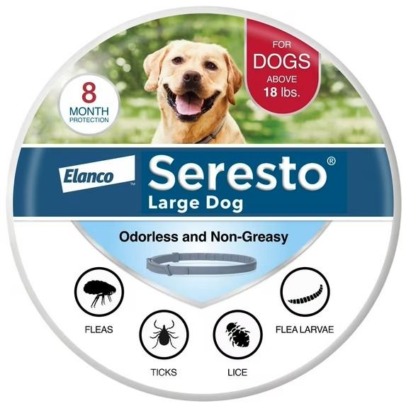 Seresto Large Dog Vet-Recommended Flea & Tick Treatment & Prevention Collar for Dogs Over 18 lbs. | 8 Months Protection