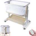 All Mesh Rocking Bassinet, Electric Bassinet for Baby (Beige), Crib