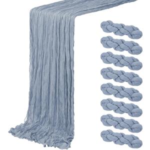 8 Pack Dusty Blue Cheesecloth Table Runner 20 x 120 inch Gauze Table Runners 10 FT Long,Semi Sheer Boho Cheese Cloth Fabric Table Runner Bulk for Wedding,Party,Baby Shower,Bridal Shower Decoration