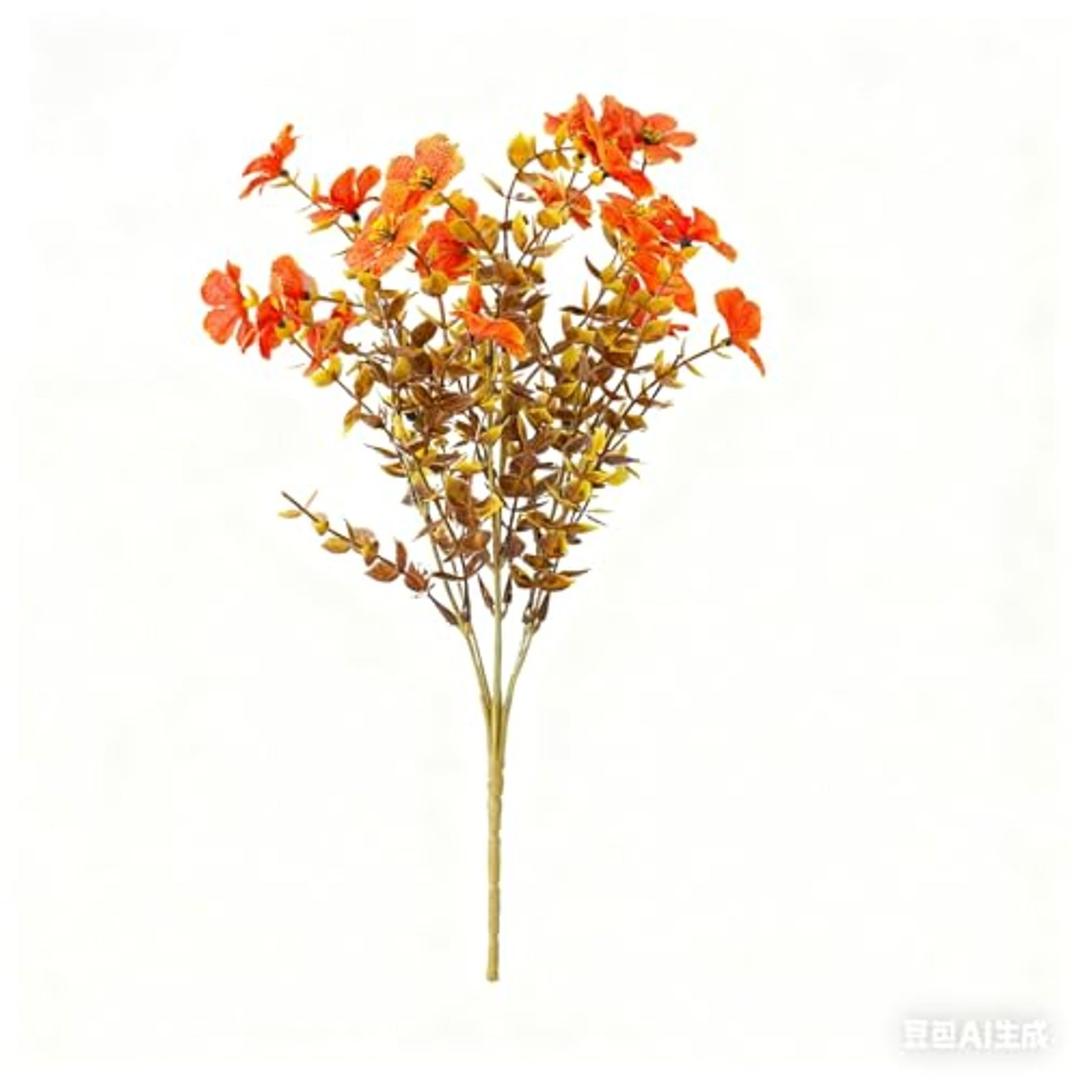 5 Bundles Artificial Mums,Fall Decor,Fall Decorations For Home,Fall Artificial Flowers For Outdoors,Fall Decorations For Outdoors,Uv Resistant No Fade For Front Door Porch Planter, Patio