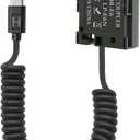 USB-C Type-C PD to LP-E6 Dummy Battery Coiled Power Cable Compatible with Canon EOS R/R5/R6, 90D, 80D, 70D, 60D/60Da, 5D Mark II/III/IV, 5DS/5DS R, 6D/6D II, 7D/7D II, 39