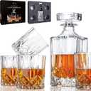 LIGHTEN LIFE Whiskey Decanter Set for Men - Whiskey Decanter with 4 Whiskey Glasses in Gift Box, Non-Lead Glass for Bourbon and Liquor - Perfect for Dad, Husband, Retirement, Whiskey Lovers