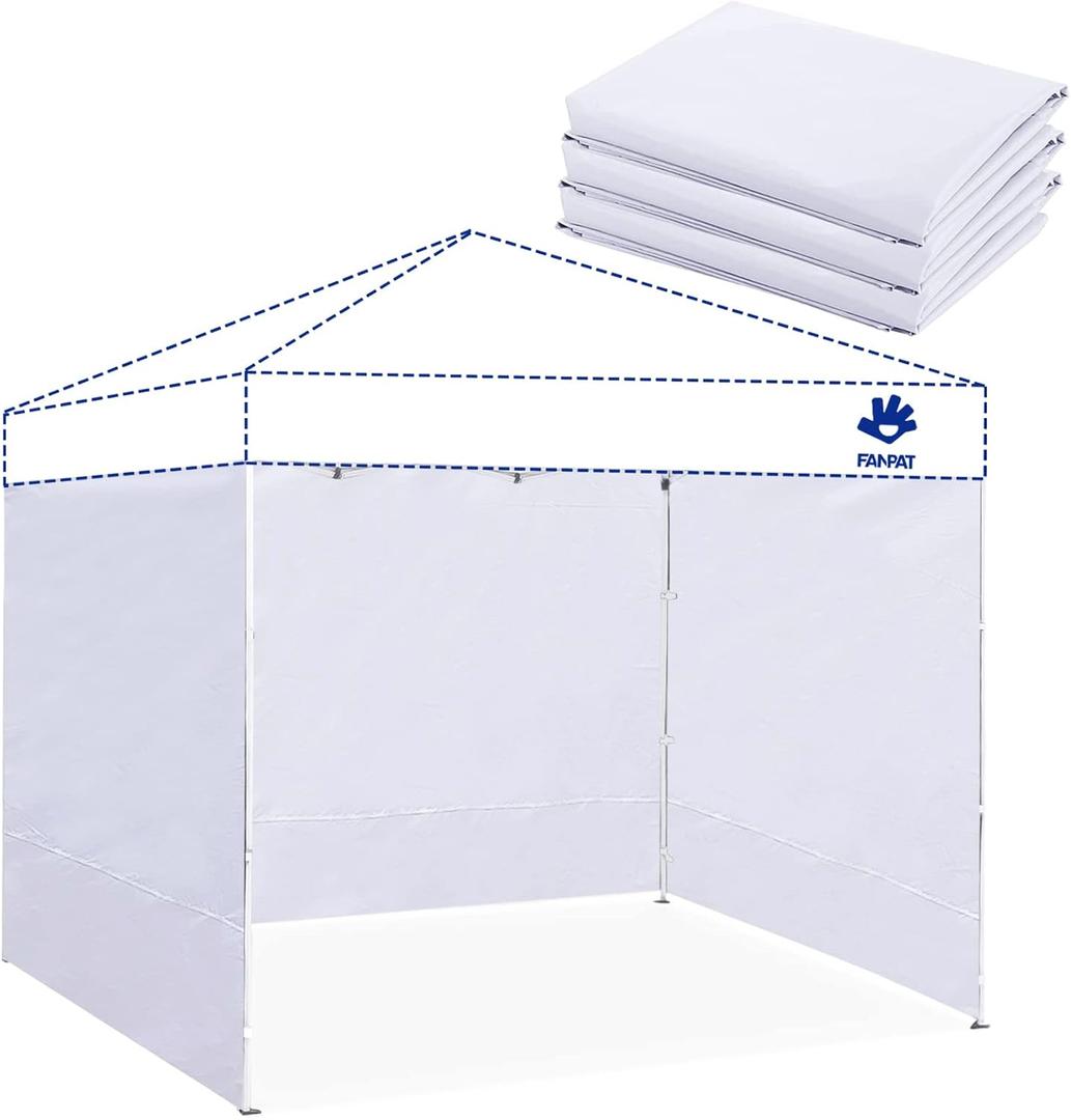 Fanpat Instant Canopy Tent Sidewalls for 10x10 Pop Up Canopy Waterproof,99% UV Protection3 Piece Sidewalls, White(3PCS Sidewall Only, Canopy Tent NOT Included)