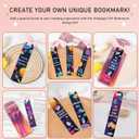Acrylic Bookmark Making Kits - 60 Pcs Clear Acrylic Bookmark Blanks Set with Space Rocket Planet Inspirational Theme UV DTF Transfer Stickers, 15 Pcs Ribbons, DIY Crafts Book Lover Gifts