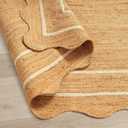 GRUHUM Jute Area Rug 6'x9' ft Wave Scalloped Natural Ivory Border Handwoven Boho Reversible Rustic Vintage Farmhouse Soft Braided EcoFriendly Rug - Indoor Livingroom Bedroom Hallways 6x9 ft Large