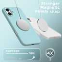 Magnetic for iPhone 16 Case, Compatible with Magsafe, Suction Cup Phone Mount, [2 Screen Protectors][Camera Lens Protector] Silicone Shockproof Protective Slim Phone Cover 6.1", Light Cyan