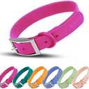 Wisedog Waterproof Dog Collar: Multiple Adjust 7" to 23.6", Soft Rubber Coated Webbing, Easy to Clean, for Small Medium Large Dogs (S|8.5"-12.5" × 4/5 in, Rose Violet)