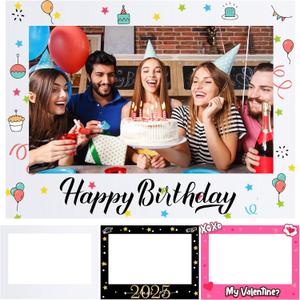 Beeveer 32 x 24 Inch Photo Booth Selfie Frame Prop Booth for Birthday Event Parties Large Blank DIY Cutout Props for Funny Decoration Christmas, Holiday Supplies