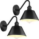 2-Pack Gooseneck Outdoor Barn Light Fixtures, 8 inch Outdoor Wall Sconces, Farmhouse Barn Light for Porch, Matte Black Exterior Wall Mount Lights, Anti-Rust, Garage, Patio, E26 Base, Hardwired