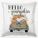 DOFQZ Fall Hello Pumpkin Pillow Covers 18x18, Farmhouse Country Cottage Autumn Decor, Fall Autumn Pumpkin Pickup Truck Decorative Throw Pillow Covers for Home Bedroom Living Room