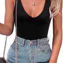 SAUNGKUAI Women’s Bodysuit Sexy Plunge Deep V Neck Backless Sleeveless Tank Thong Body Suits Outfits for Going Out, M