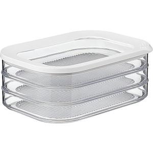 Mepal Modula Rounded Food Storage Box with Lid Set of 3 | Ideal for Cold Cuts, Cheese, and More | Stackable design | Transparent Framed Lid | BPA-Free, Nordic White (17oz/500ml)