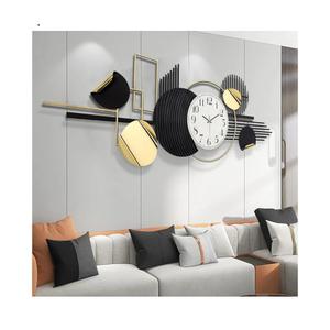 ERMOFAV Metal Wall Art, Black and White Decor for Living Room, Abstract Modern Creative Geometric Round Art Decor 56" × 24" Large 3D Wall Clock for Bedroom, Dining Room, Home Hanging Wall Sculpture