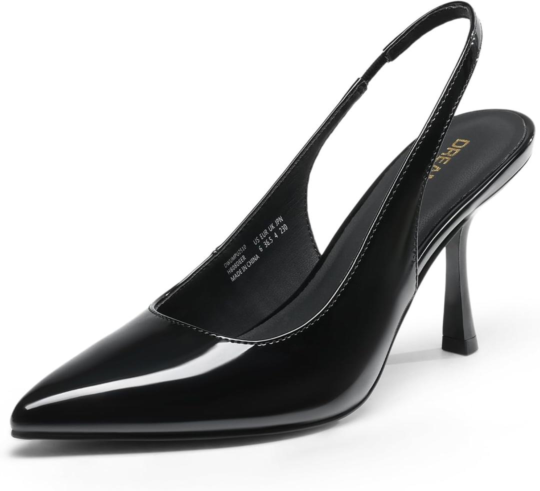 DREAM PAIRS Women's Heels Slingback Stiletto Pumps Shoes Pointed Closed Toe Kitten Heels Dress Bridal Elegant Wedding Sexy Party (6.5, Black-pat)