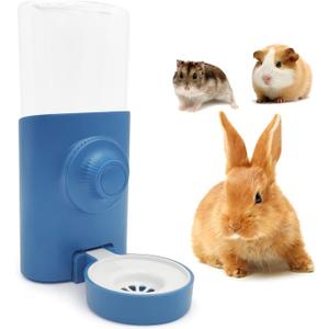 Rabbit Water Bottle, 600ml/21oz Hanging Water Dispenser Feeder Cage Crate Hutch Bunny Puppy Cat Chinchilla Ferret Guinea Pigs Squirrel Hedgehog (Blue)