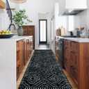 Wonnitar Washable Runner Rugs for Hallway 2'6"x10', Moroccan Non-Slip Black Long Kitchen Runner, Low Pile Boho Soft Carpet Runner for Entrance Living Room Entryway Bedroom (Black,2'6"x10') 