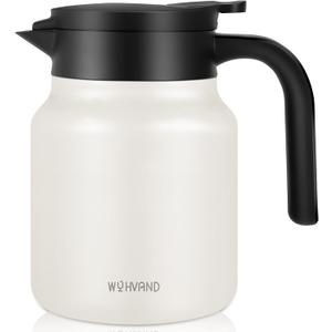 34oz Thermal Coffee Carafe for Home & Office, 12H Hot Insulated Pitcher with Drip-Free V-Spout and Easy Clean 2.75" Wide Mouth, Cream