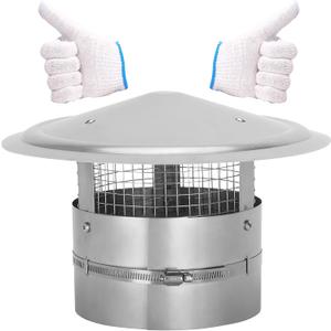 6Inch Chimney Cap,6/7/8/10 Inch Adjustable Stainless Steel Chimney Cap,304 Steel Round Rain Cover with Mesh Screen,Universal Cone Top Roof Cap for Wood/Oil Stove Vent,Weatherproof & Easy Installation