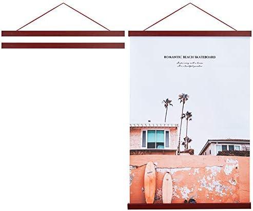 Artmag Magnetic Poster Hanger Frame, 33x24 33x23 33x47 Light Wood Wooden Magnet Canvas Artwork Print Poster Hangers Frames Hanging Kit (Mahogany, 33")