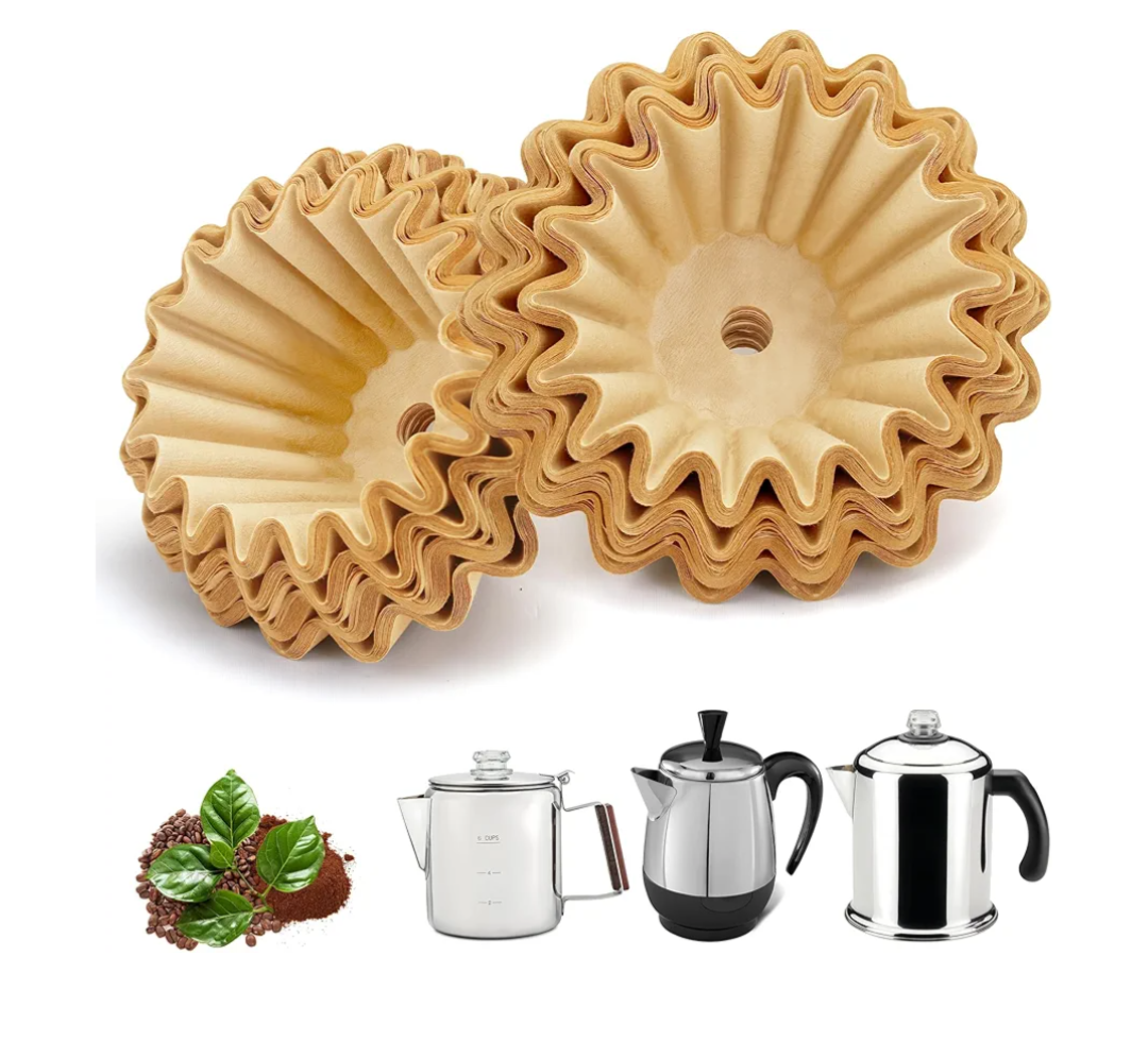 Coffee Filters Compatible with Farberware Coffee Percolator, 150 Pcs Perforated Unbleached Filter Paper for Farberware 4Cup, Coletti 6Cup, Elite Gourmet 6 Cup