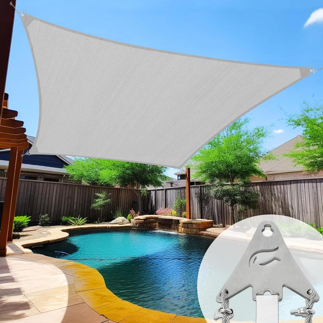 KANAGAWA 16'x20'Light Gray Steel Wire Shade Sail98% UV Protection,280GSM HDPE Fabric,Stainless Tri Fasteners & Embedded WiresOutdoor Sun Shade for Patios,Gardens,Pools,Decks & Commercial Use