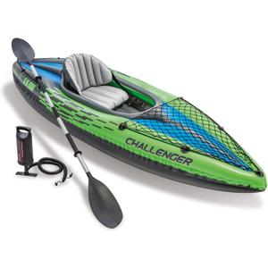INTEX Challenger Inflatable Kayak Series: Includes Deluxe 86in Kayak Paddles and High-Output Pump  SuperStrong PVC  Adjustable Seat with Backrest  Removable Skeg  Cargo Storage Net