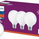 PHILIPS LED Frosted Non-Dimmable G25 Light Bulb - Pack of 3 - EyeComfort Flicker Free - 3.8W = 40W - 350 Lumen - Soft White (2700K) - E26 Base - Indoor - Title 20