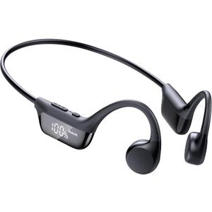 Bone Conduction Headphones Bluetooth 6.0 Earbuds, Open Ear Headphones with Dual Driver Sound, LED Display, IP67 for Sport / running, Dual Device Connection & Low-Latency Game Mode,12 Hours Playtime