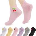6 Pairs Women's Pilates Grips Socks Yoga Non Slip Socks (White)