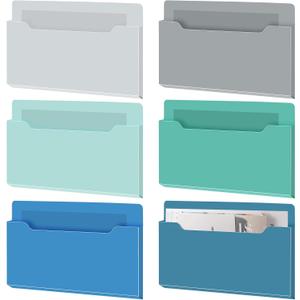 Fuutreo 6 Pcs Magnetic Wall File Organizer Magnetic Wall File Holder Refrigerator Magazine Holder for Mail Letters Paper(Aqua Green,8.3 x 13.8 Inch)