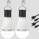 Rechargeable Battery Operated Light Bulbs, 4 Light Modes, Portable Hanging LED Tent Light Bulbs for Camping Hiking Emergency