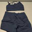 SUUKSESS Women Seamless Workout Sets Strappy Sports Bra High Waist Booty Shorts Outfits, Size Medium