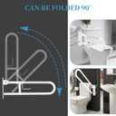 U Shaped Toilet Grab Bar 30.3 Inch, Munzong White Anti-Slip Support Rail, Flip-Up Bathroom Grab Bar with Paper Holder, Stainless Steel Knurled Handicap Safety handrails for Elderly Disabled Pregnant