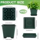 4 Set Large Square Plastic Planter with Drainage & Saucer, 12" Outdoor & Indoor Plant Pots with Drainage Holes, Garden Thick Plastic Pots Container, Uv-Resistant (12",Square,Gallon Green)