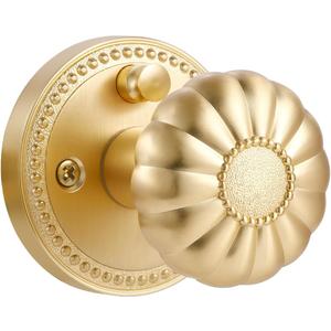 Gold Door Knobs Privacy Door Knob Satin Brass Door Knob Interior Brushed Gold Door Knobs for Bedroom and Bathroom, Zinc Alloy, 1 Pack