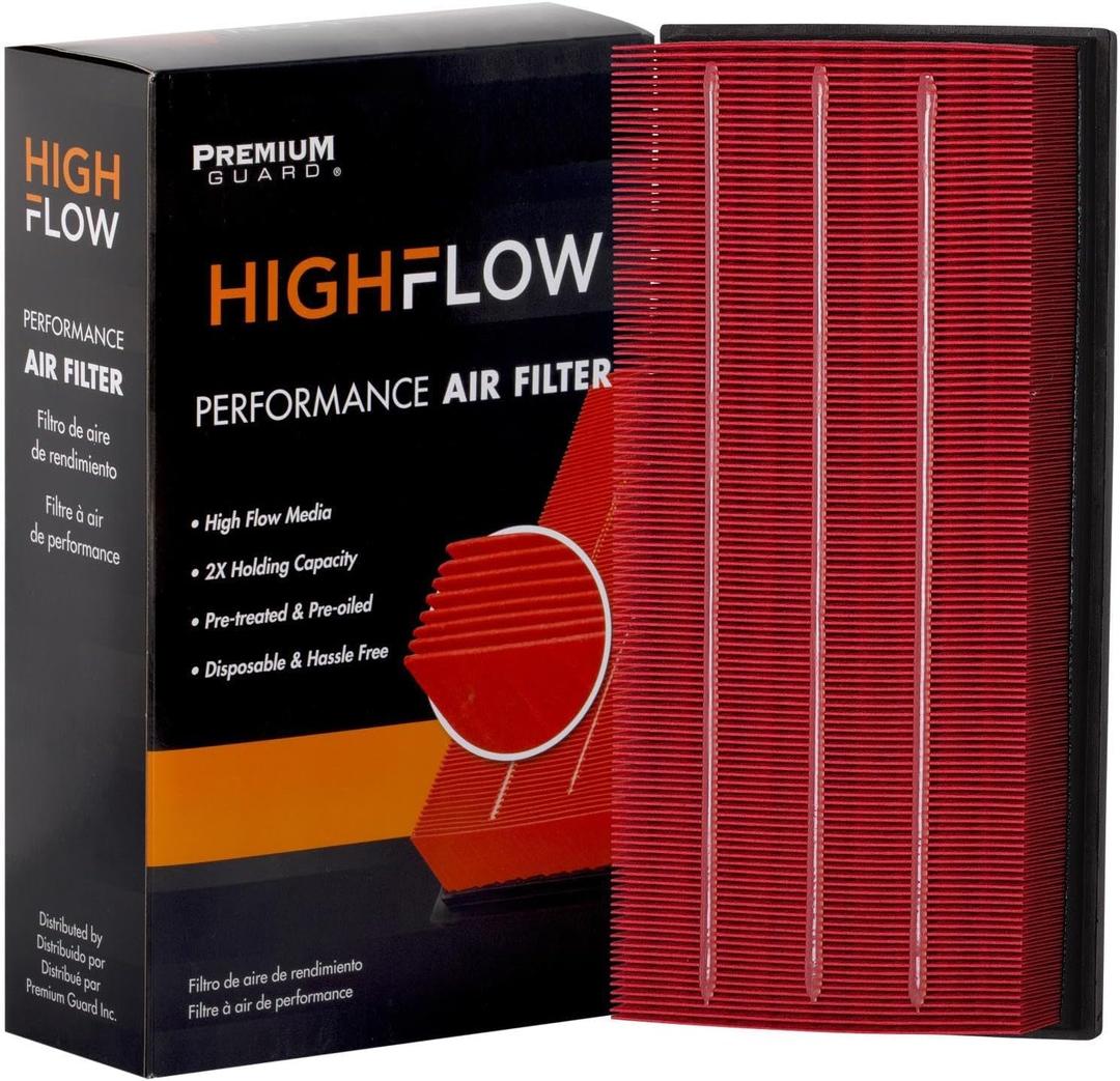 HIGHFLOW High Performance, Pre-Oiled Disposable Engine Air Filter PA9918X | Fits 2017-2025 Land Rover Discovery, 2014-2022 Range Rover Sport, 2010-2022 Range Rover, 2010-2013 LR4