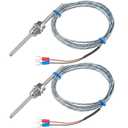 Copkim 2 Pcs K-Type Thermocouple Sensor, 0-600 High Temp Probe 5 x 50 mm, NPT 1/4" Stainless Steel Probe with 2M/6.6Ft Insulated Lead Wire for Temperature Controller