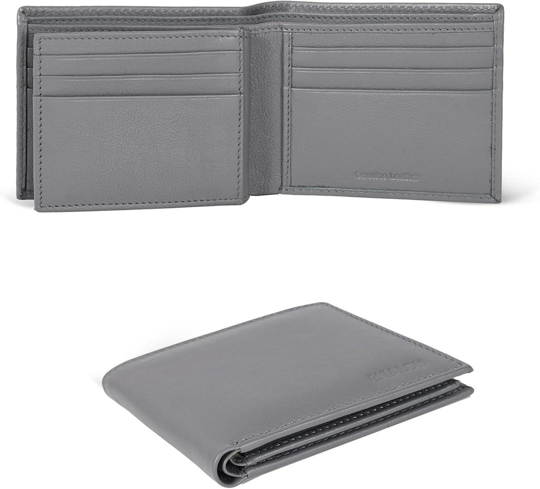 ESTALON Thin Leather Wallet For Men | Minimalist Design | Multiple Card Holder | RFID Blocked (Grey1)