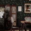 Dimoon 236"x16.1" Floral Peel and Stick Wallpaper Black Contact Paper Thicken Wallpaper Delicate Flower Waterproof Green Leaf White Self Adhesive Removable Wall Paper Shelf Liner Decal Vinyl Roll