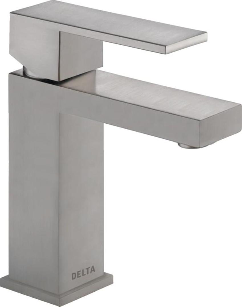 Delta Modern Brushed Nickel Bathroom Faucet 1 Hole, Single Hole Bathroom Sink Faucet for Vanity, Metal Push-Pop Drain Assembly, Stainless 567LF-SSPP