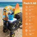 Beach Wagon with Big Wheels - 400LBS Heavy Duty Foldable All Terrain Cart with 9" Balloon Wheels for Sand - Collapsible Beach Dolly with Adjustable Handle & Cooler Bag for Outdoor Use, Black