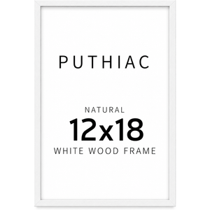 puthiac 12x18 Solid Oak Wood Picture Frame, White, 1 Pack