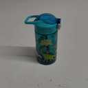 Zak Designs Kids Water Bottle For School or Travel, 16oz Durable Plastic Water Bottle With Straw, Handle, and Leak-Proof, Pop-Up Spout Cover (Dinosaur)