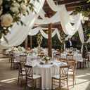 4 Panels 5ftx30ft Ivory Ceiling Drapes for Wedding Parties  30 FT Extra Long Thick Polyester Wrinkle-Free Drapery Tent Decor Decorations for Birthday Party Ceremony Stage Swag