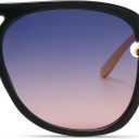 Hanj Retro Square Aviator Sunglasses for Women Men 70s 80s Classic Shades Gold Temple Fashion Glasses (Blue)