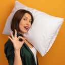 Thin Flat Slim Ultra Soft Bed Pillows Queen Size Set of 2 Pack for Sleeping, Bed Pillow for Stomach Back and Side Sleepers, Machine Washable 20x28 inches